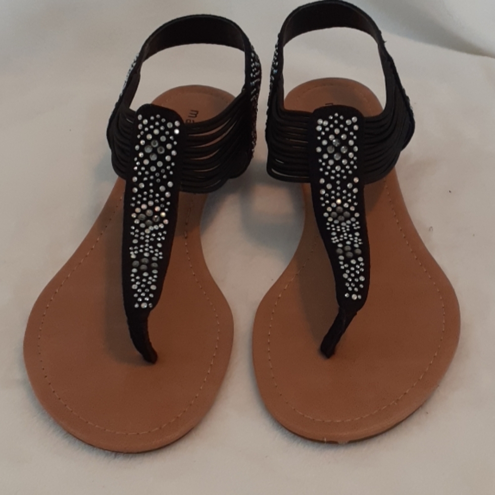 EUC Madden Girl rhinestone embellished black sanda